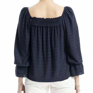 Max Studio Square Neck Top in navy ,long Sleeved